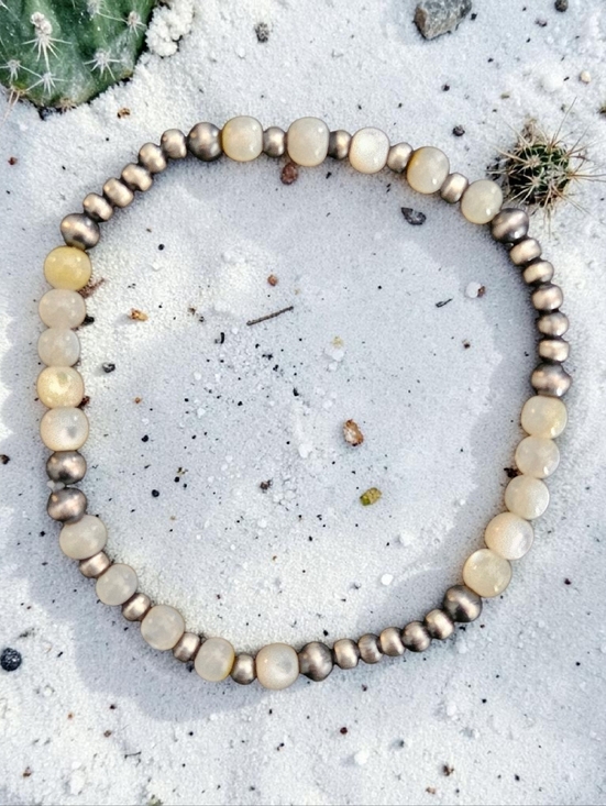 Jewelry - DESERT PEARL AND MOTHER OF PEARL BRACELET 925 STERLING SILVER